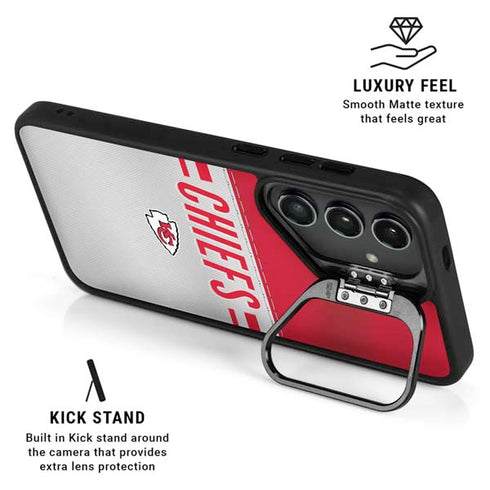 NFL Kansas City Chiefs White Striped Galaxy S24 FE Kickstand Case